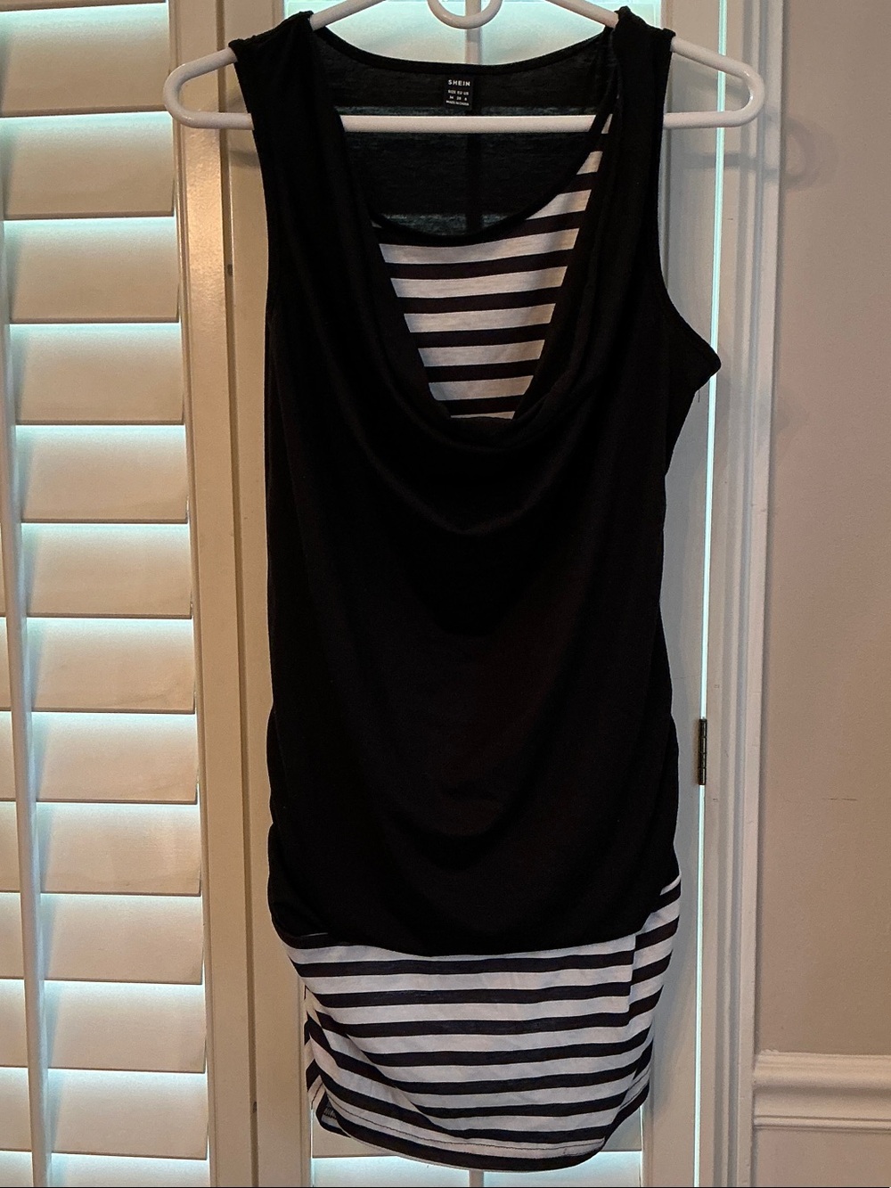 Tailor B. Moss Black Tank with Black-and-White Striped Underlayer